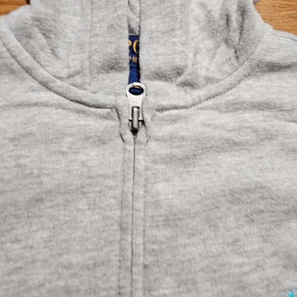 Polo Ralph Lauren Pony Logo Fleece Hoodie Jacket Full Zip S Unisex Grey Blue New - Picture 4 of 7